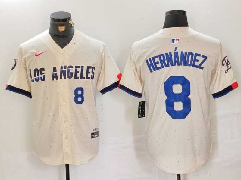 Men%27s Los Angeles Dodgers #8 Kike Hernandez Number Cream 2024 City Connect Limited Stitched Jersey->los angeles dodgers->MLB Jersey